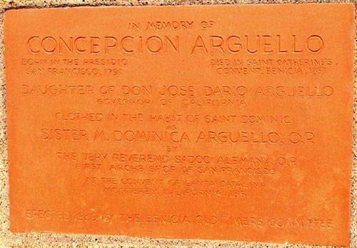 Tombstone for Dominica Concepción Marcela Argüello in St. Dominics Cemetery - Benicia - View 2