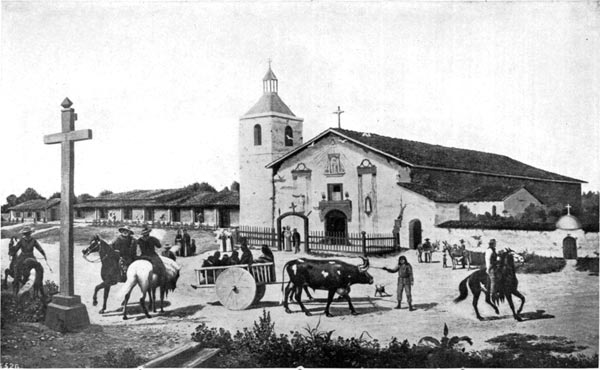 Mission Santa Clara, Founded 1777 - From painting by Andrew Hill
